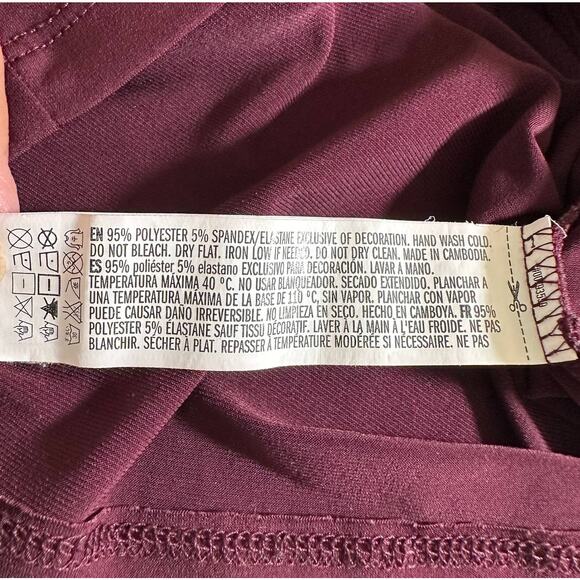 Y2K FOREVER 21 Womens Lace Up Long Sleeve Mini Dress Burgundy XS Grunge Goth Y2k - Picture 7 of 8